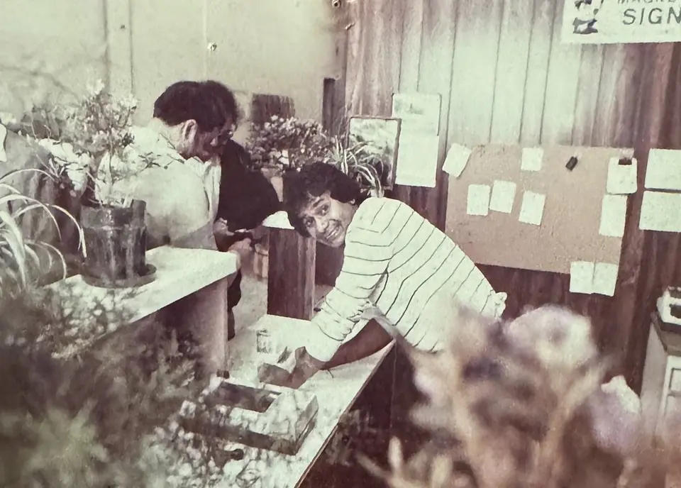 Mohan at the original store, 1979